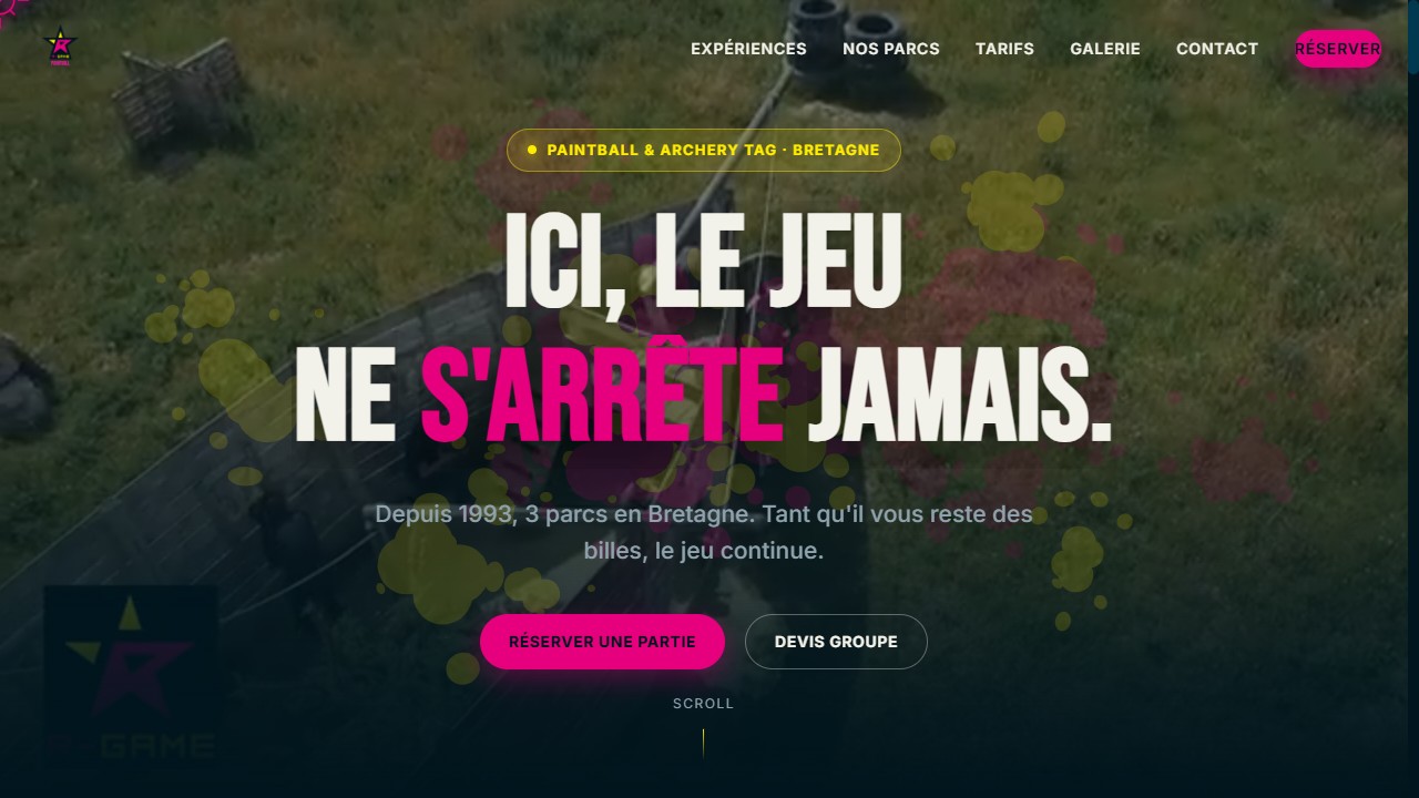 Aperçu du site R-Game Paintball