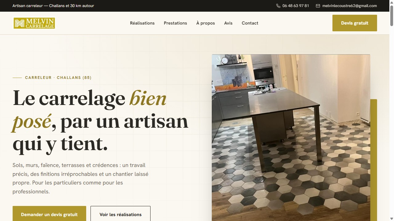 Aperçu du site Melvin Carrelage